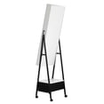 thumbnail image 4 of Ktaxon Freestanding Jewelry Cabinet, LEDs Lockable Jewelry Armoire Stand Organizer w/Bottom Drawer and 4 Movable Wheels, Black, 4 of 7