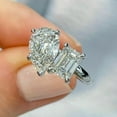 thumbnail image 3 of 2 Stone Engagement Ring 3CT Pear Emerald Cut Simulated Diamond 14K White Gold Plated Silver, 3 of 4