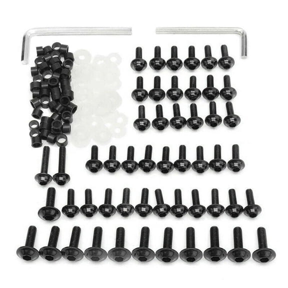 158PCS Universal Motorcycle Fairing Screws Nuts Kit Moto Body Work Bolts Screw for YZF R1 R6 R3 2004- 2008(Black)