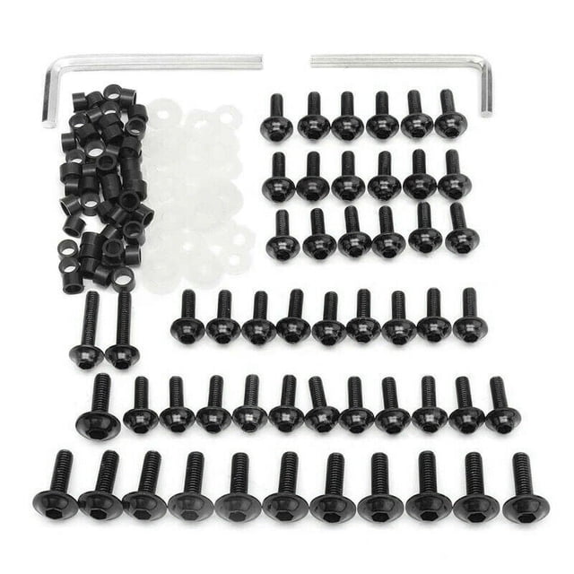 158PCS Universal Motorcycle Fairing Screws Nuts Kit Moto Body Work Bolts Screw for YZF R1 R6 R3 2004- 2008(Black),1 set * fairing screws(158PCS),Black