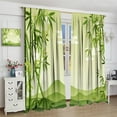 thumbnail image 4 of Green Leaf Curtains, Japanese Forest Plant Oriental Abstract Bamboo Tree Living Room Bedroom Blackout Decorative Curtains 2 Panel Set, 26x84 Inches. Lime Green, 4 of 6