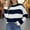 Navy, variant on Dolkfu Striped Sweaters Women Crew Neck Black Cozy Sweater Pullover Loose Knit Shirt Ladies Tops L