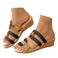 thumbnail image 3 of Wovix Slippers For Women Trendy Wedge Band Arch Support Beach Shoes Lightweight Sandals Casual Classic Daily Wear Black 37, 3 of 7