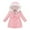 H, variant on Coerni Teen Girls Insulated Parka Hooded Kids Winter Coat Printed Heavyweight Down Woolen Coat Faux Fur Collar Waisted Jacket
