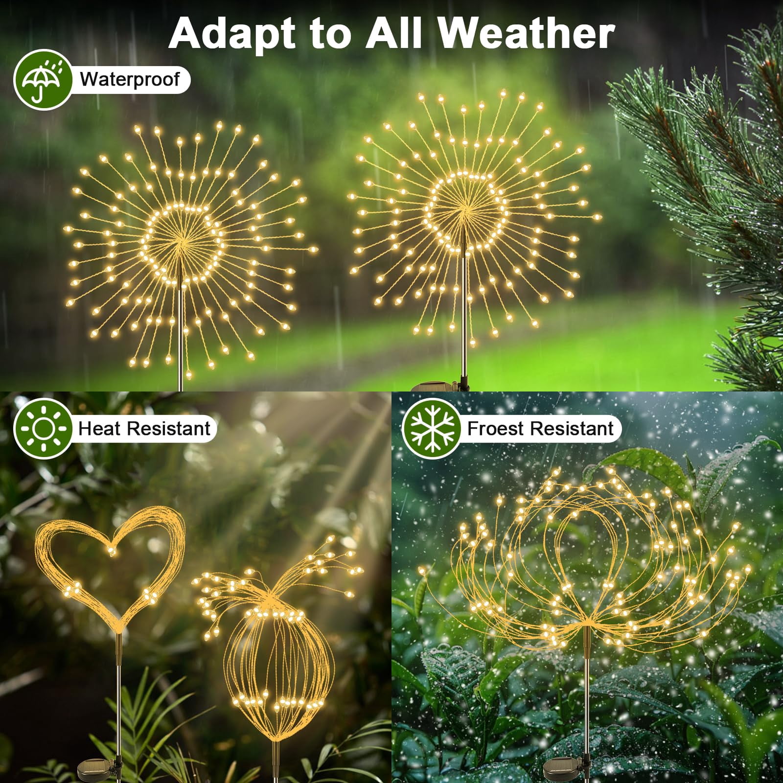 Solar Lights Outdoor Decorative, Solar Garden Lights, 8 Pack Firework Stake Lights for Garden Decor, Unique Gifts for Women, Gifts for Grandma, Warm White - 120 LED