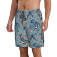 thumbnail image 2 of Kdxio Underwater Animals and Flowers Pattern Mens Casual Shorts - Drawstring Summer Beach Sports Shorts for Men, 2 of 9