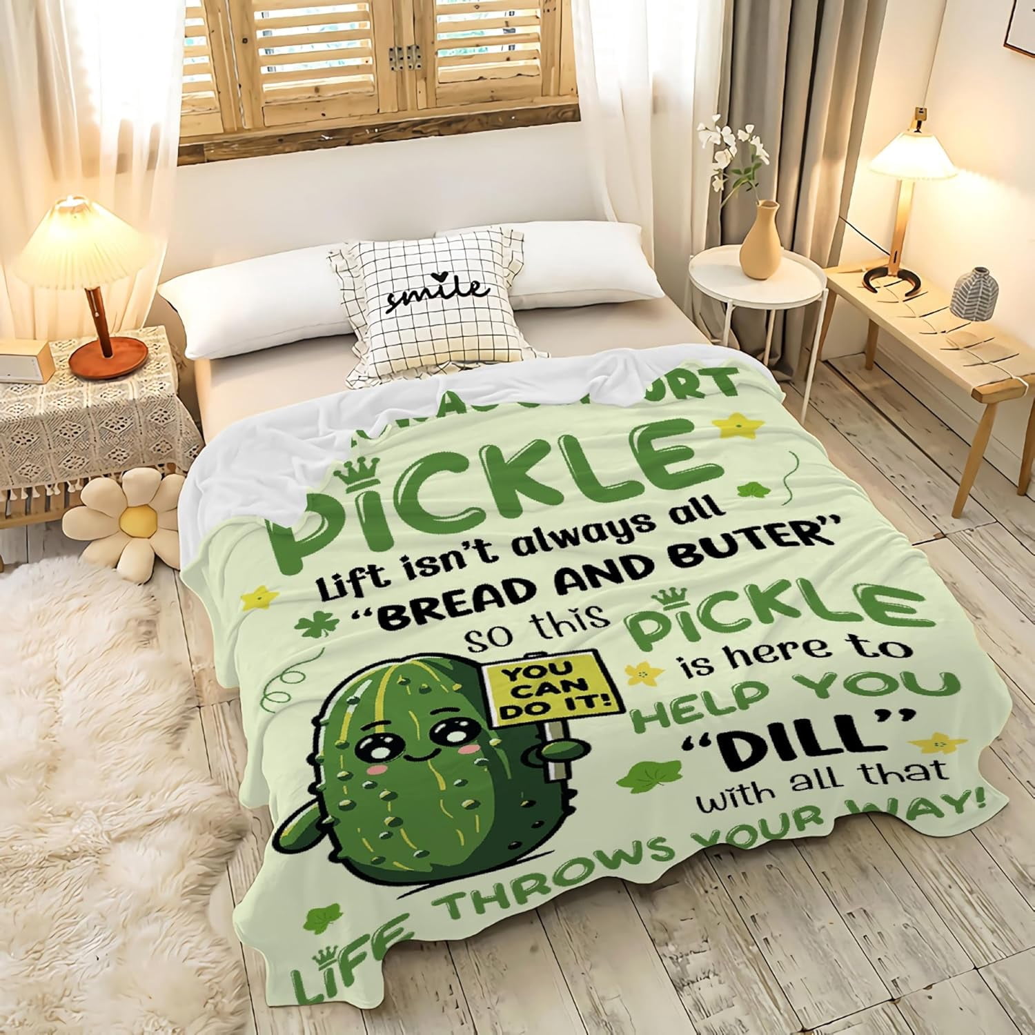 Pickle Blanket Funny Gift for Girl Women - Pickles Gift for Pickles Lover - Fleece Throws Food Lightweight Sheet Super Soft Toddler Kid Flannel Blankets for for Bed/Sofa -60"x80" Inches