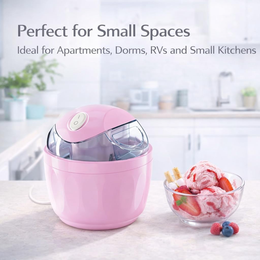 Small Home Mini Ice Cream Maker, 17 Oz Mini Ice Cream Machine with Pre-Frozen Bowl, One-Touch Frozen Yogurt, Gelato and Sorbet Maker, Compact Dessert Maker for Home Kitchen (Blue)