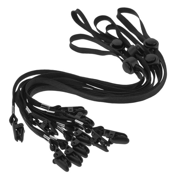 CIMAXIC 5-Pack Black Adjustable Polyester Lanyards for Masks, Ideal for Travel, Leisure, and Everyday Use
