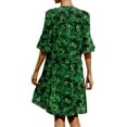 thumbnail image 3 of Franhais Women's Summer A-line Dress Solid Color/Floral Print Short Sleeve V Neck Dress, 3 of 4