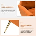 thumbnail image 4 of Upholstered Velvet Armchair Set of 2 Lounge Accent Chair Tufted Back Metal Legs Bedroom Orange, 4 of 7