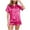 C-Hot Pink, variant on Bigersell Satin Pajamas Women Two Piece Pjs Shorts Sets Solid Notched Lapel Collar Short Sleeve Button-Down Pajamas Tops and Elastic Waist Sleep Shorts Matching Set Sleepwear E-Sky Blue M