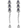 thumbnail image 2 of Indain Jhumki Bell Long Chain Tassel Dangle Drop Statement Earrings for Women - Boho Exaggerated Oxidized Ethnic Bollywood Beaded Jhumka Threader Dangling Stud Earring Dainty Crystal Chandelier, 2 of 4