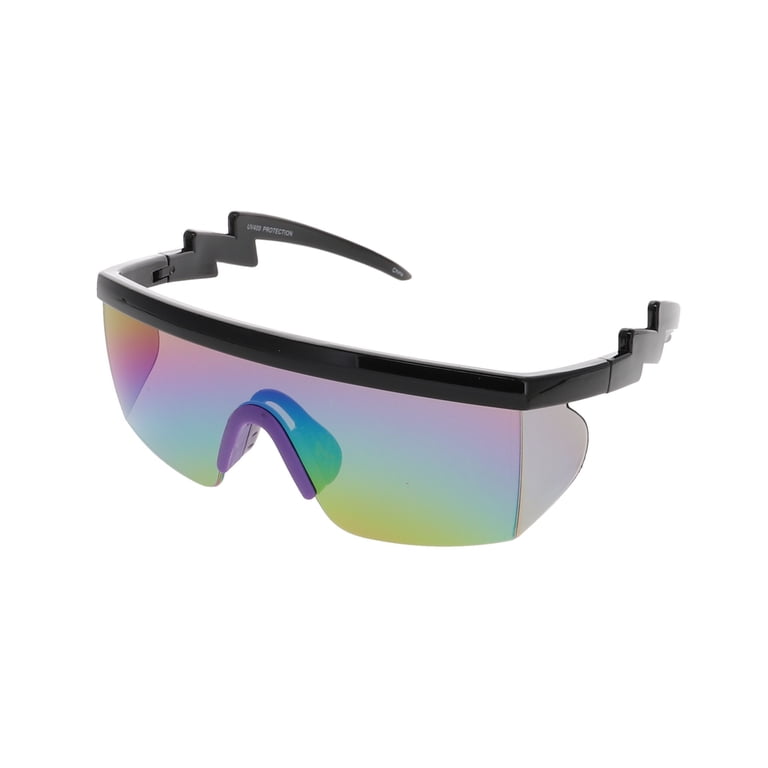 Semi Rimless Goggle Style Retro Rainbow Mirrored Lens ZigZag  display picture 1