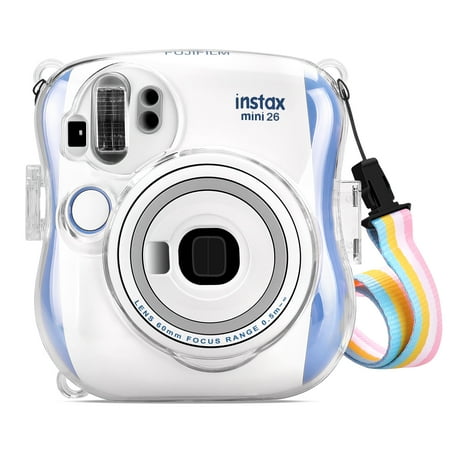 Semi Hard Camera Case - Fintie Protective Clear Case for Fujifilm Instax Mini 25 26 Instant Camera - Crystal Hard PVC Cover w/ Strap, Clear