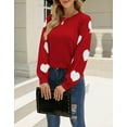 thumbnail image 2 of Sweaters for Women Crew Neck Long Sleeve Womens Sweaters Heart Print Pullover Winter Sweaters Alsol Lamesa, 2 of 6