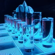 OnDisplay 3D Luxe Acrylic Fire & Ice LED Light Glowing Chess Set