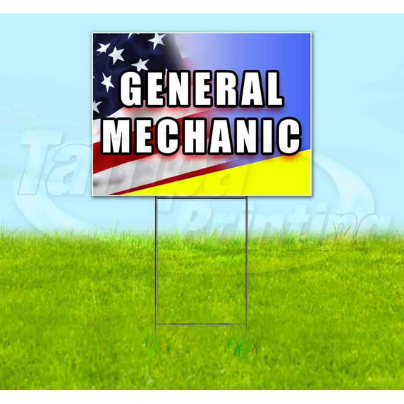 General Mechanic (18" x 24") Yard Sign, Includes Metal Step Stake