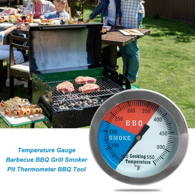 HOTBEST BBQ Thermometer Stainless Steel 500 ? 1000? Degree Roast Barbecue  Smoker Grill Temp Gauge Barbecue Charcoal Grill Smoker Temperature Gauge  Pit Indicator for Meat Cooking Port Lamb Beef 
