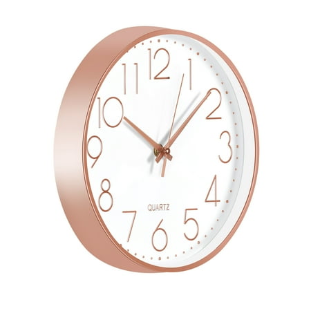 Wall clock Plastic Silent Suitable for decoration 10in Rose Gold