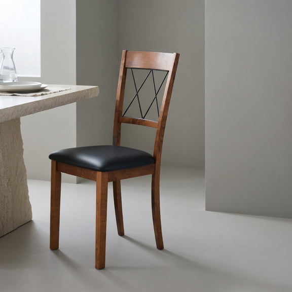 Resenkos Set of 2 Fabric Upholstered Armless Dining Chairs, Walnut Frame