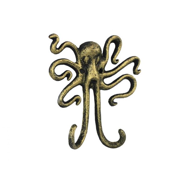 Antique Gold Cast Iron Decorative Wall Mounted Octopus Hook 7
