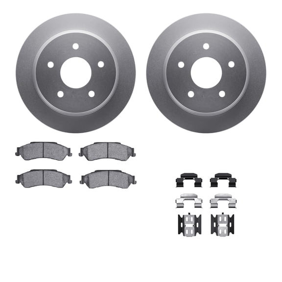 Dynamic Friction Company Rear Geospec Brake Rotors with 5000 Advanced Brake Pads includes Hardware 4512-48105