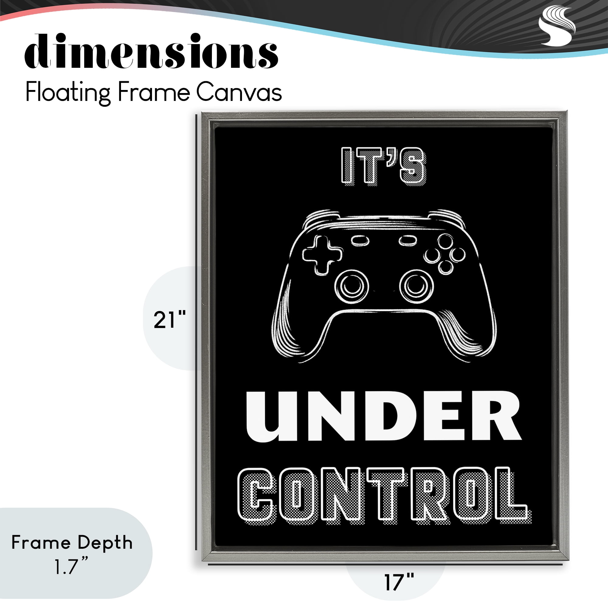Stupell Industries Under Control Gamer Gray Framed Floater Canvas Wall Art, design by Marcus Prime