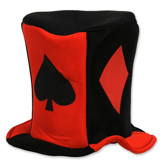 Beistle Casino Card Suit Fabric Hat-1 pc, Black/Red