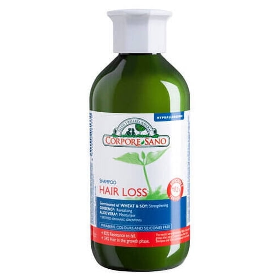 CORPORE SANO HAIR LOSS SHAMPOO -HYPOALLERGENIC-TICKENING- VOLUMIZING- REVITILIZING- STRENGTHENING-WITH WHEAT, SOY, GINSENG AND ALOE VERA. 300ml/10.1 fl.oz.