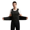 thumbnail image 5 of Mens Workout Sauna Vest with Double Adjustable Belt Waist Trimmer Tummy Control Sweat Suit Body Shaper Sleeveless Top, 5 of 9