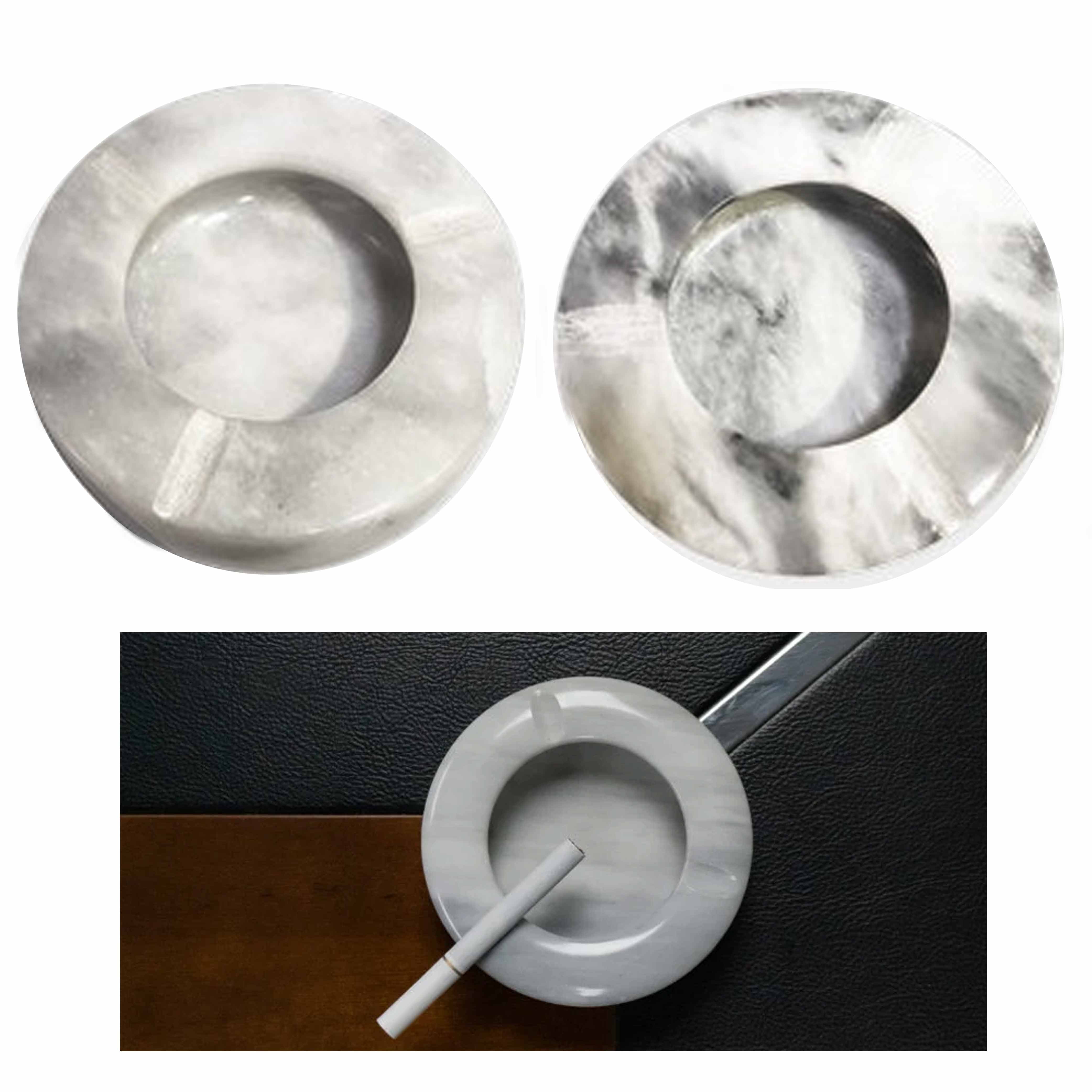 2 Pc Marble Crystal Ashtray Butt Extinguisher Ashes Holder Ash Tray
