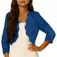 thumbnail image 4 of Oplxuo Women's Lace Shrugs, 3/4 Sleeve Bolero Sheer Floral Top Cardigan, 4 of 6