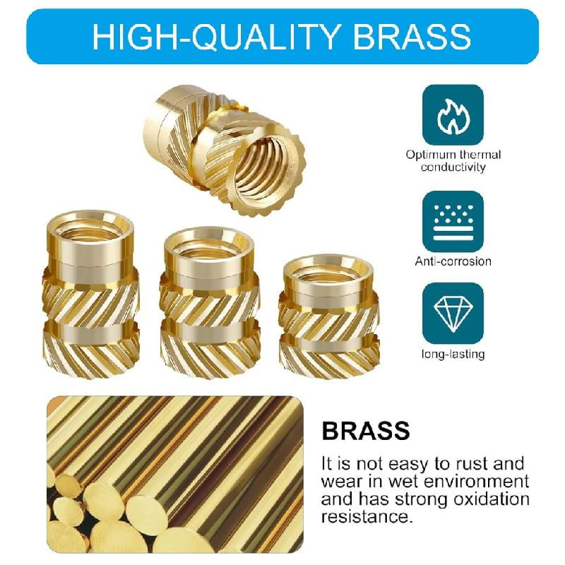 BQBQERT 380Pcs Brass Knurled Nut 2/2.5/3/4/5/6mm Threaded Inserts Metric Knurled Nut Assortment Kits for 3D Printing