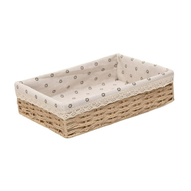Canasta de almacenamiento, bandeja decorativa, apilable de papel higiénico, contenedor organizador de gabinetes de caja de decoración de macrame para 35CMX25CMX9CM
