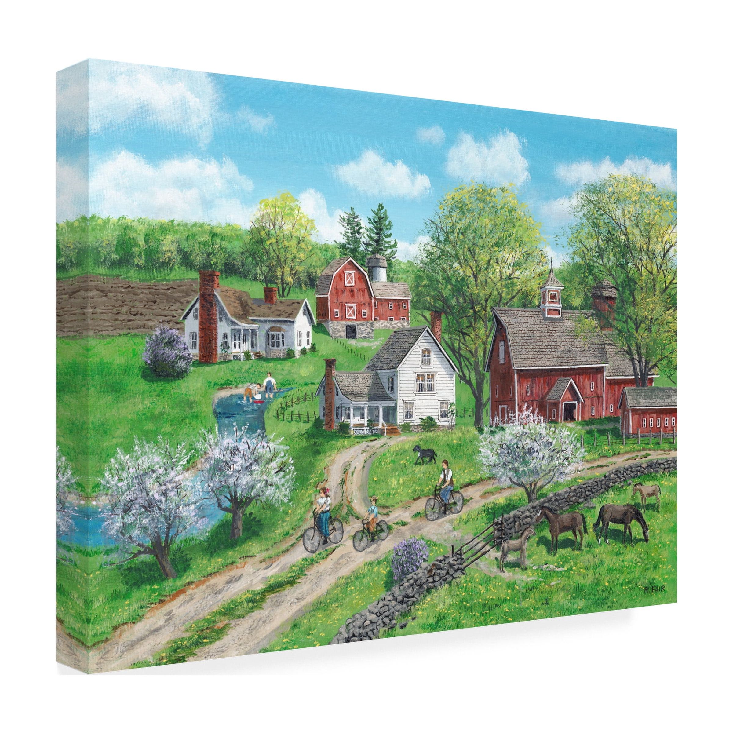 Canvas Wall Art - Bob Fair 'Spring Outing' Wall Art for Living Room, Bedroom, or Office Décor by Trademark Fine Art - 24 x 18 Inches