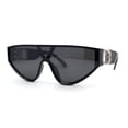 thumbnail image 1 of Womens Lion Emblem Triangular Shield Luxury Fashion Sunglasses Black Silver, 1 of 4