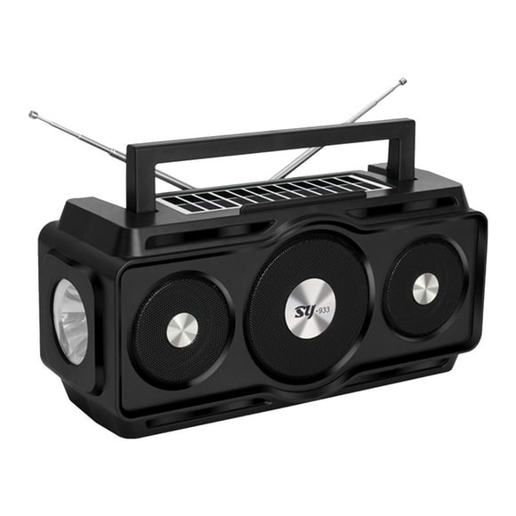 Fm Radio with Bluetooth, Radio Waterproofs Bluetooth Speaker, Portable Digital Am Fm Radio with Flashlight, Reading Lamp Solar Charging