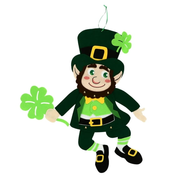 St Patrick's Day Decoration Jointed Felt Leprechaun Hanging Decor Smiling Flying Green Leprechaun St. Patricks Wall Sign Home Door Holiday Irish Party Plaque Set of 1 & CUSTOM Storage Carrier