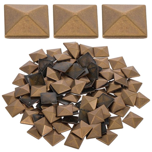 100 Pcs 9x9cm Pyramid Spike Flatback Studs for Leathercraft Punk Rivet Clothes Bags Shoes Belt DIY Decoration