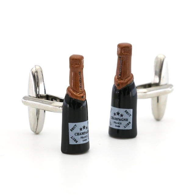 Gemelos de cobre esmaltado con diseño de botella de champán, 20 g