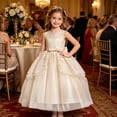 thumbnail image 2 of FYDUU Flower Girl Dress Tulle Wedding Guest Party Birthday Pageant Maxi Gown Elegant Dresses For Girls With Bow Formal Party Gown 9-10 Years, 2 of 9
