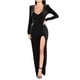 thumbnail image 1 of Vestido largo Pompotops Moda Sexy Casual Mujer Manga Larga Cuello en V, 1 of 1