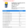 thumbnail image 2 of Headlight Bulb - Compatible with 1994 - 2001 Dodge Ram 1500 1995 1996 1997 1998 1999 2000, 2 of 2