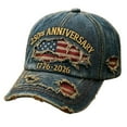 thumbnail image 3 of 250th Anniversary Distressed Denim Hat – 1776–2026 Embroidered Patriotic Baseball Cap Adjustable Metal Buckle, 3 of 6