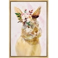 thumbnail image 3 of PixonSign Framed Canvas Print Wall Art Watercolor Rabbit with Crown Animals Flower Illustrations Modern Art Contemporary Colorful Multicolor Pastel for Living Room, Bedroom, Office - 16"x24" Natural, 3 of 5
