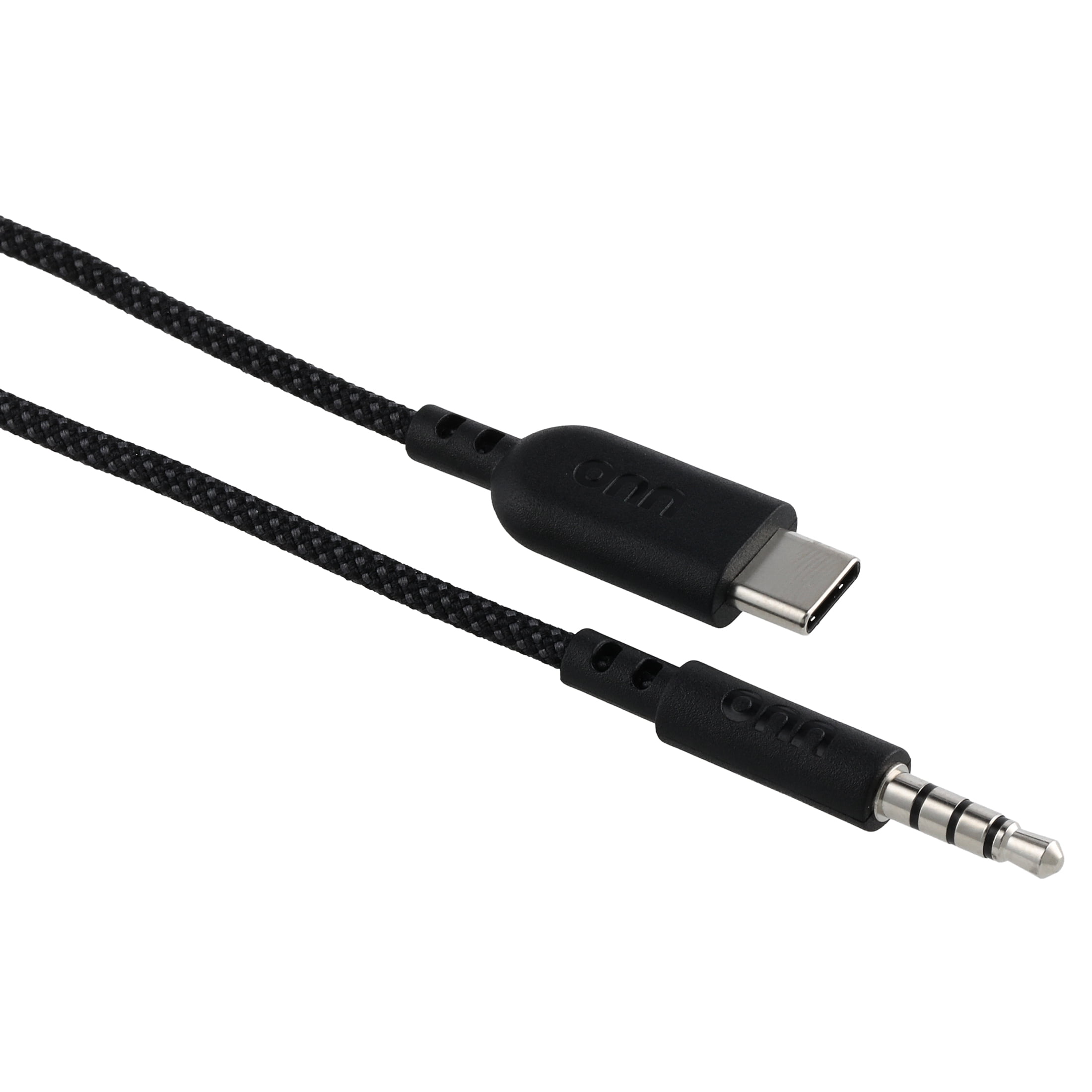 onn 3' Braided USB-C to 3.5 mm AUX Cable, Black