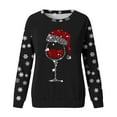 thumbnail image 4 of Fiaer Christmas Women Sweatshirts Shine Glass Snowflakes Xmas Pullovers Crew Neck Plus Size Baggy Trendy Tops Black XXL, 4 of 4