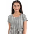 thumbnail image 5 of Round Neck Striped Liva Kurta - Charcoal-Large, 5 of 5