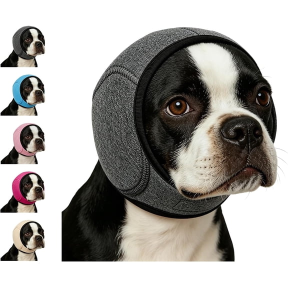 2026 New Adjustable Dog Ear Muffs Noise Protection, Elastic Calming Dog Ear Wrap, Ideal for Pets During Loud Events and Grooming Sessions (Gray)